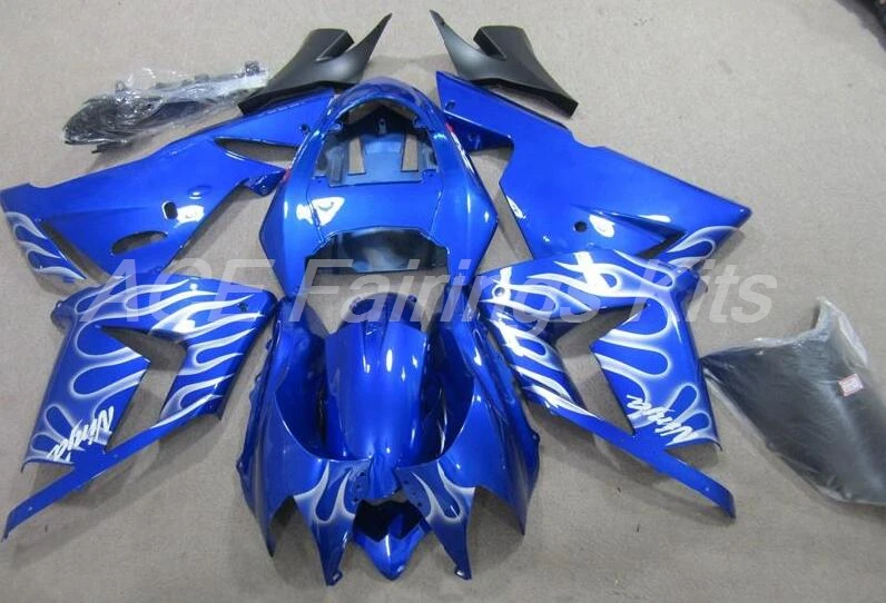 

New ABS Motorcycle Full fairing kits fit for Kawasaki Ninja ZX-10R 2004 2005 10R 04 05 fairing set blue white Flame hot sales