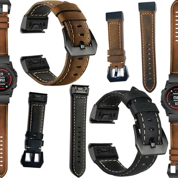 

20/22/26mm Genuine Leather Quick Release Easy Fit Watch Band Bracelet for Garmin Fenix 6S/5S/935 945/MK1/5X PLUS Strap Bands