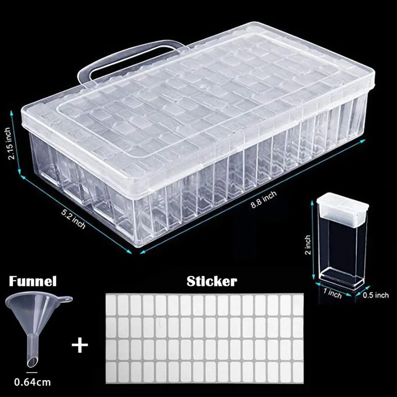 64/128 grid plastic box storage medicine box diamond painting storage embroidery jewelry boxes accessories tools kit set
