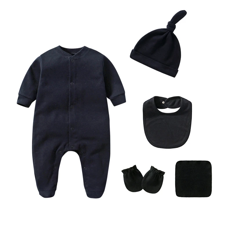 2022 Newborn Baby Boy Clothes Sets 5PCS Unisex Solid Cotton Baby Girl Clothes Pajamas Romper Jumpsuit Spring Autumn Ropa Bebe Baby Clothing Set best of sale