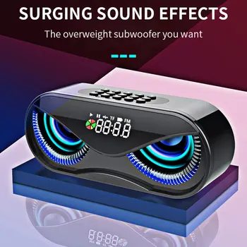 

Double Horn Digital Button Speaker Colorful Lights Tf Card Support Led Flash Wireless Loudspeaker Fm Radio Alarm Clock