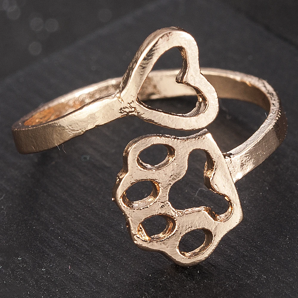 Модное милое кольцо в форме лапы с собаками, лапами и сердечками, популярные кольца для свадебной вечеринки, женские очаровательные ювелирные изделия