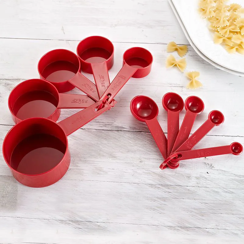 

5Pcs/Set Multi Purpose Spoons/Cup 6Colors Measuring Tools PP Baking Accessories Stainless Steel Handle Kitchen Gadgets