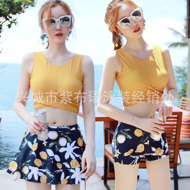 

Two-piece Swimsuits Women's Three-piece Set Bikini Skirt Slimming Belly Covering Small Bust Gathering Sexy Hot Springs Tour Bath