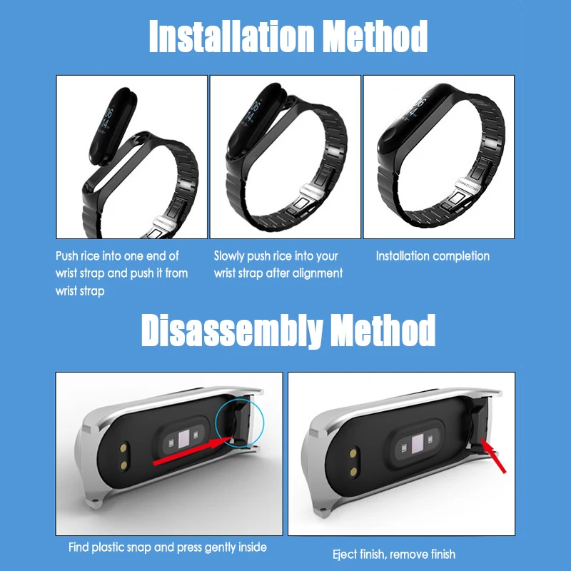 Металлический ремешок из нержавеющей стали для часов Xiaomi Mi Band 3 4 смарт-ремешок часы удобные для ношения водонепроницаемый сменный ремешок