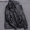 Mauroicardi Spring Black Pu Leather Motorcycle Jacket for Men Style Long Sleeve Zipper Pockets Mens Leather Jackets and Coats 3