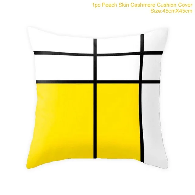 45x45cm Yellow Striped Pillowcase Geometric Throw Cushion Pillow Cover Printing Cushion Pillow Case Bedroom Office - Цвет: 4