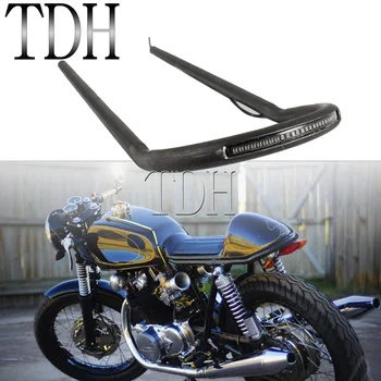 

560mm 210mm 7/8" Tube Tracker End Frame Loop Cafe Racer Upswept Rear Seat Hoop Loop with LED Tail Brake Light Universal
