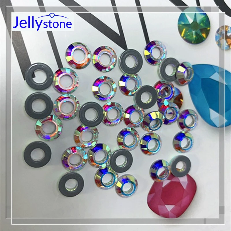 

144PCS 6/8mm Center Hole AB Colorful flatback Glass rhinestone trim stones and Crystals Decoration Accessories