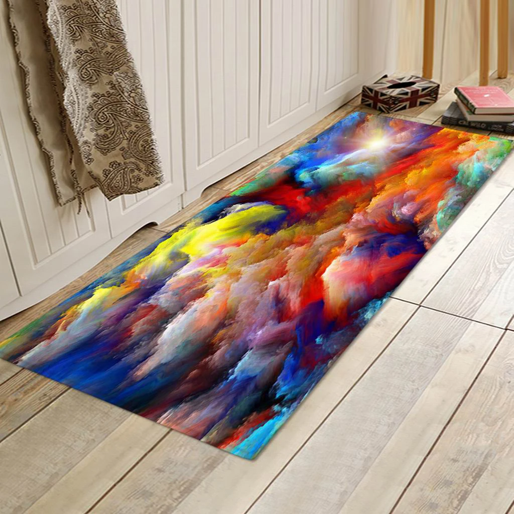 Kitchen Bathroom Floor Mat Rubber Backing Anti-slip Area Rug Carpet 3D Pattern
