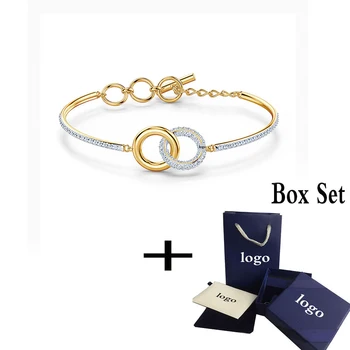 

2020 Fashion SWA New STONE Bracelet, Transit Bead Double Circle Decoration Bracelet Female Gold Bracelet Elegant Romantic Gift