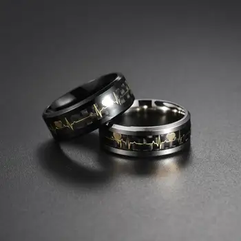 Luminous ECG Ring Stainless Steel  Promise Heartbeat  Glowing Jewelry for Men Women 3