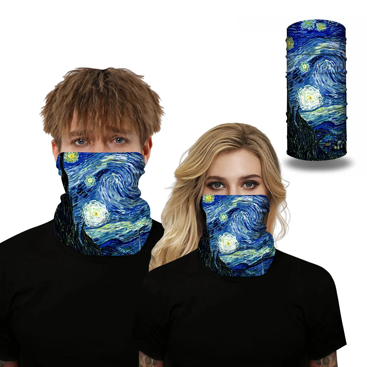 Hot style new star polyester digital print outdoor sunshade beanie sport bug scarf neck gaiter mask multi-function headband mens dress scarf