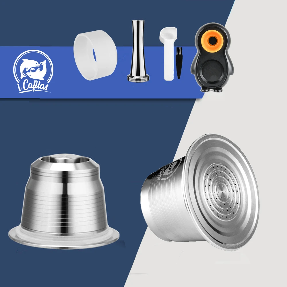 iCafilas Refillable Coffee Capsules Reusable Pods Compatible With Nespresso Inissia capsula