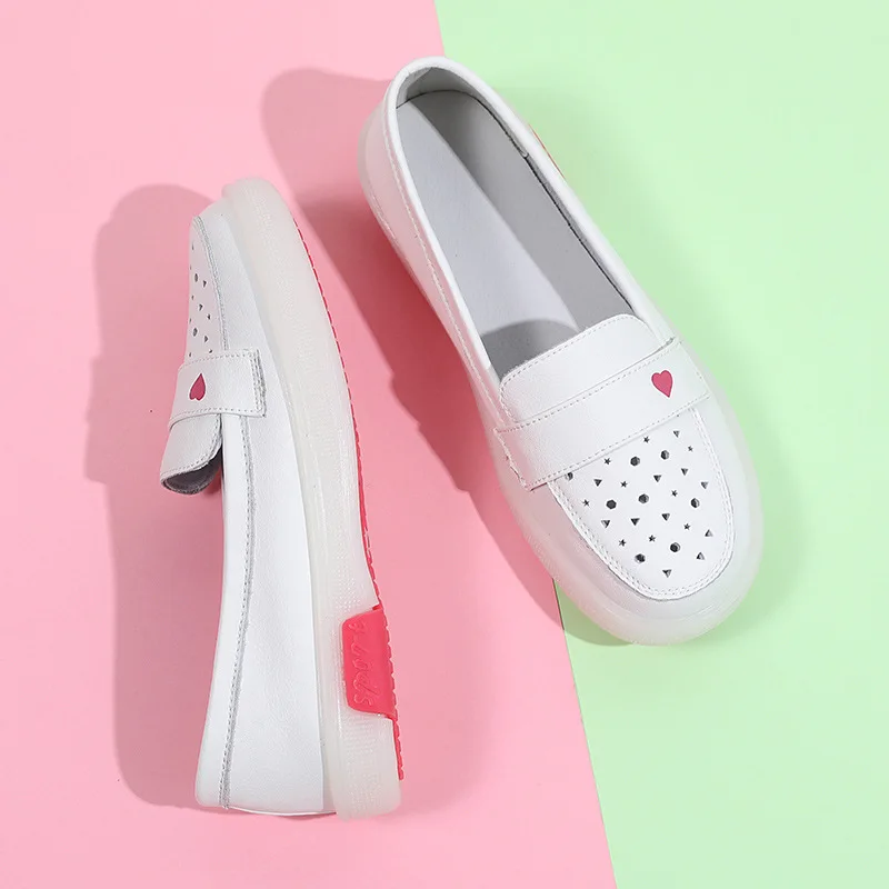 Shoes Women 2022 New Summer Fashion Hot Style Ladies Vulcanized Shoes Nurse Shoes Women Flat Soft Bottom White Shoes