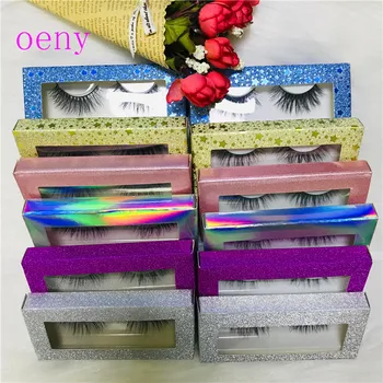 

New holographic lashes box soft paper eyelashes packaging for false eyelashes