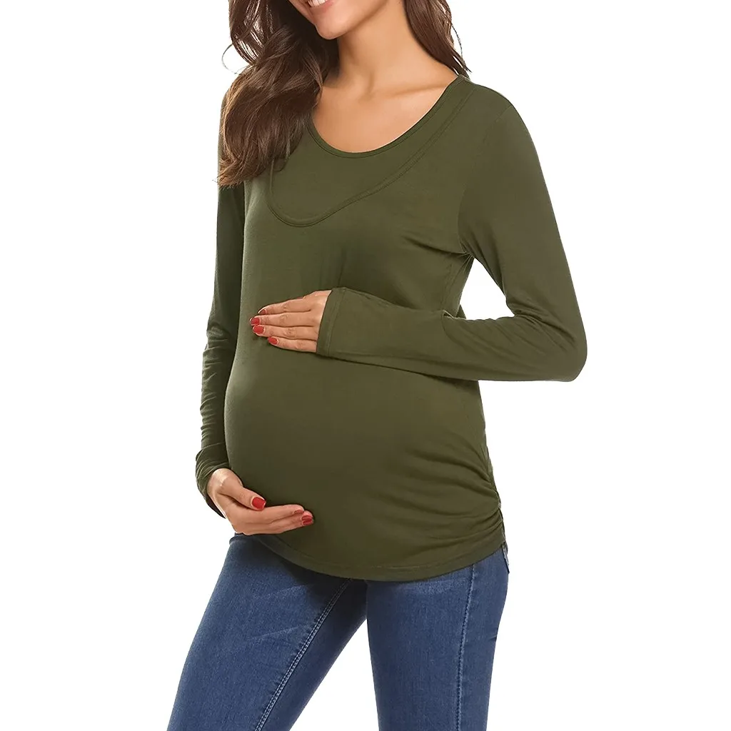 Women's Maternity Long Sleeve Comfy Nursing Tops T-Shirts For Breastfeeding maternity clothes pregnancy одежда для беременных