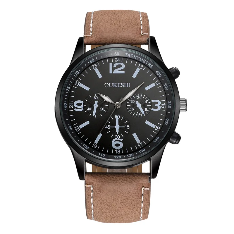 

New Style Top Grade Sports Elegant MEN'S Watch Dull Polish Leather Belt Quartz Watch Rome Fashion Large Plate Cool Fashion Watch