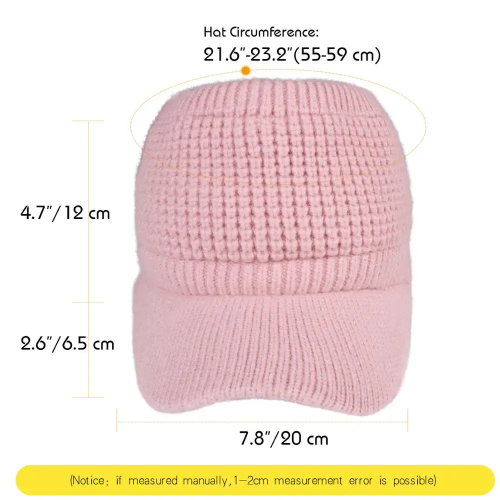 FURTALK Ponytail Beanie Hat Women Winter Knitted Hat High Messy Bun Hats for Female Fleece Cap Winter Black Cap Sportswear