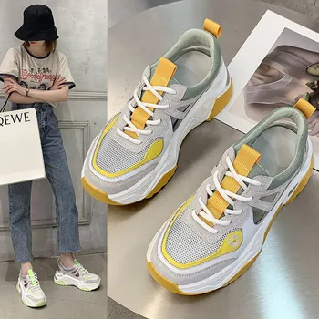 

Women shoes2020 spring summer new fashion ladies casual thick-soled sports shoes comfortable breathable mesh single shoes women