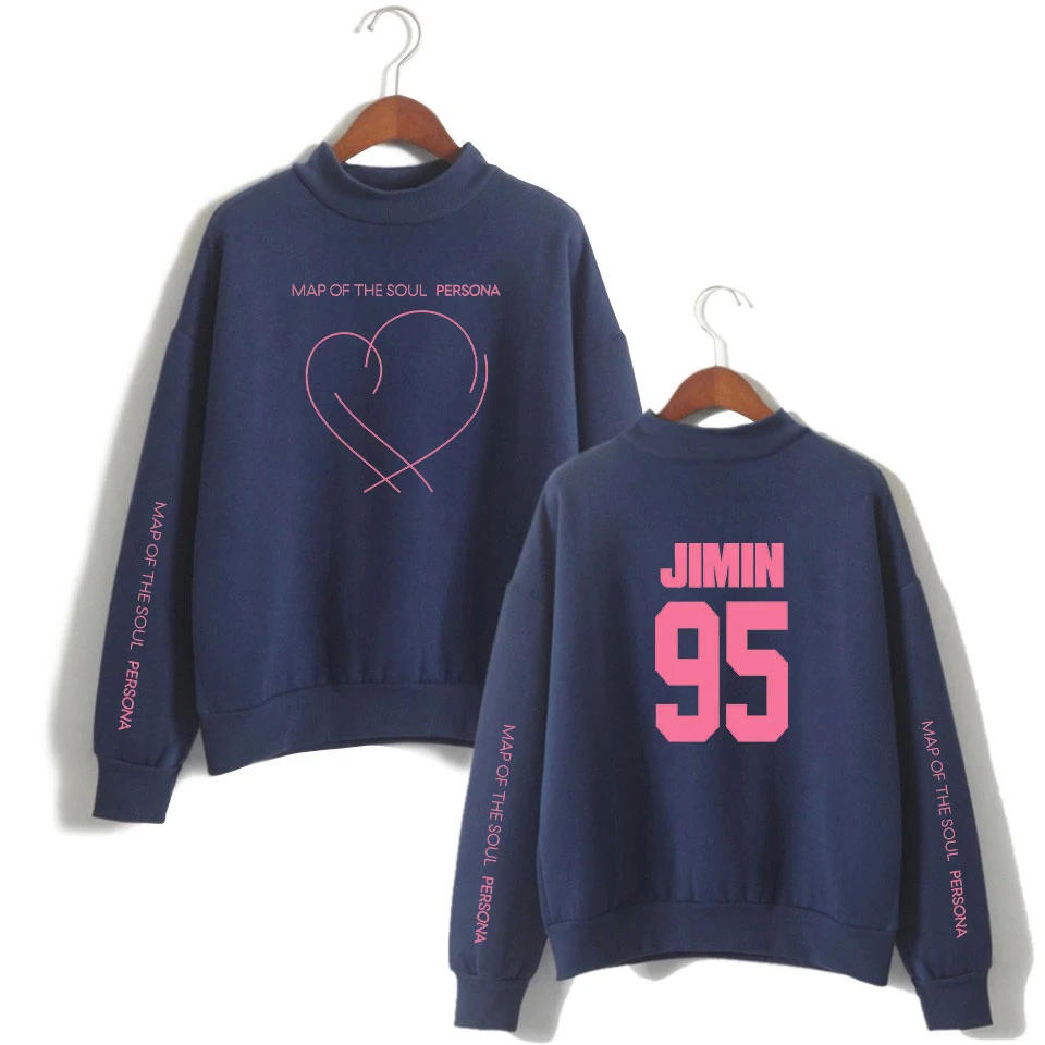 

JIMIN J-HOPE JUNG KOOK SUGA Turtleneck Hoodies Print New Album Map of The Soul Persona Women's Fashion Turtlenecks Sweatshirts