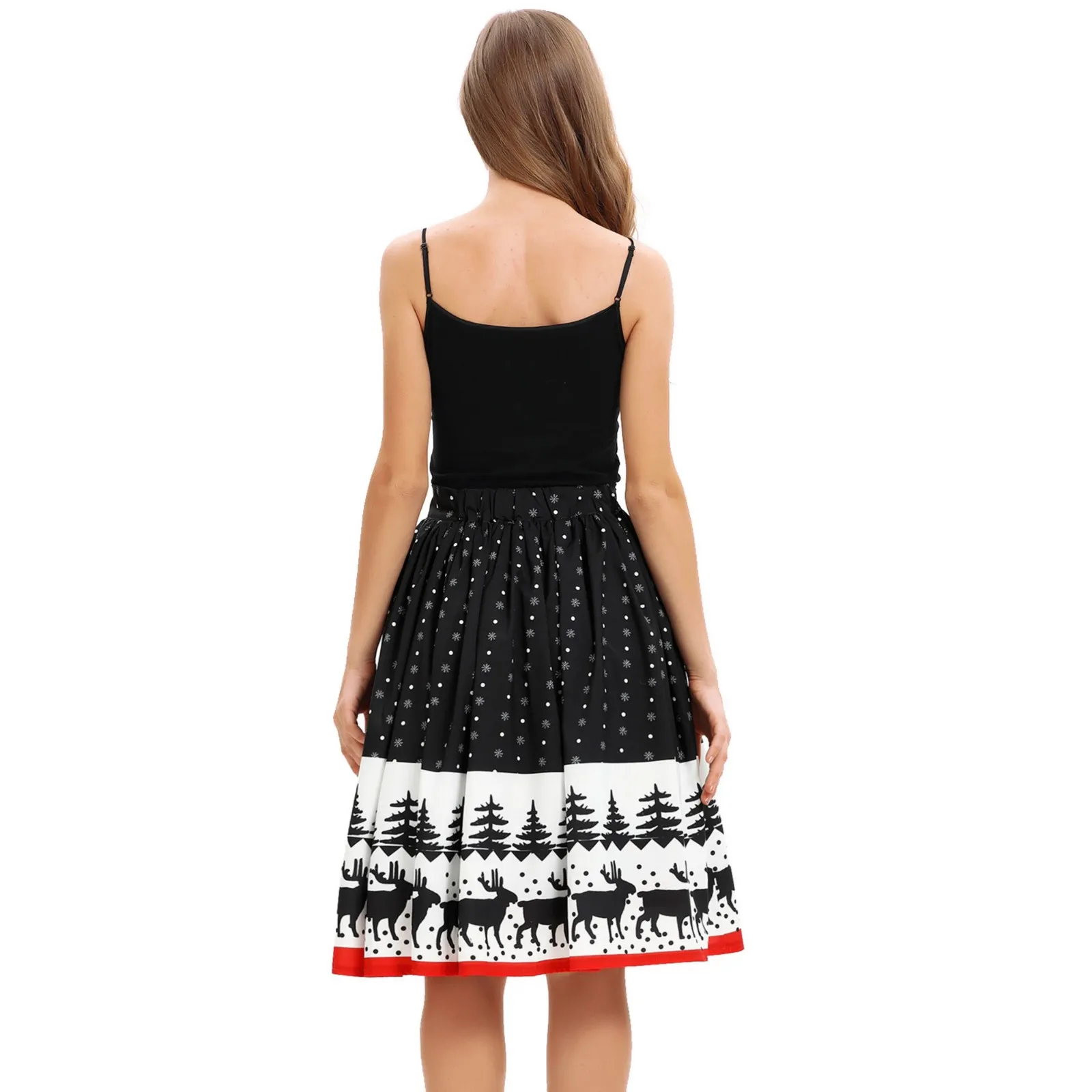 Юбки Женские повседневные бальное платье юбка эластичная высокая талия Женская юбка Рождественский Санта-клеш Косплей миди юбки d2