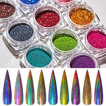 

1 Box Holographic Glitter Nails Powder Mirror Shine Chrome Pigments Mirror Nail Polish Dust DIY Nail Art Decorations