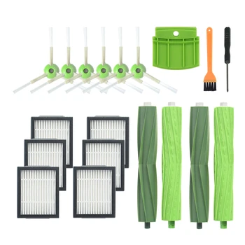 

19pcs 6*Side Brushes 6*Filters 4*Main Brushes 1*Screwdriver 1*Yellow Brush 1*Silicone Baffle Replace for Vacuum Cleaner