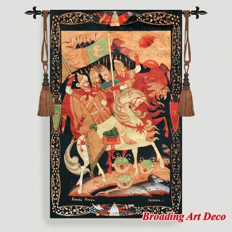 Knights Medieval Art Tapestry Wall Hanging Jacquard Woven Gobelin Home