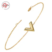 Goxijite простая Буква V браслет для женщин нержавеющая сталь серебро V браслеты с подвесками ювелирные изделия подарок Прямая