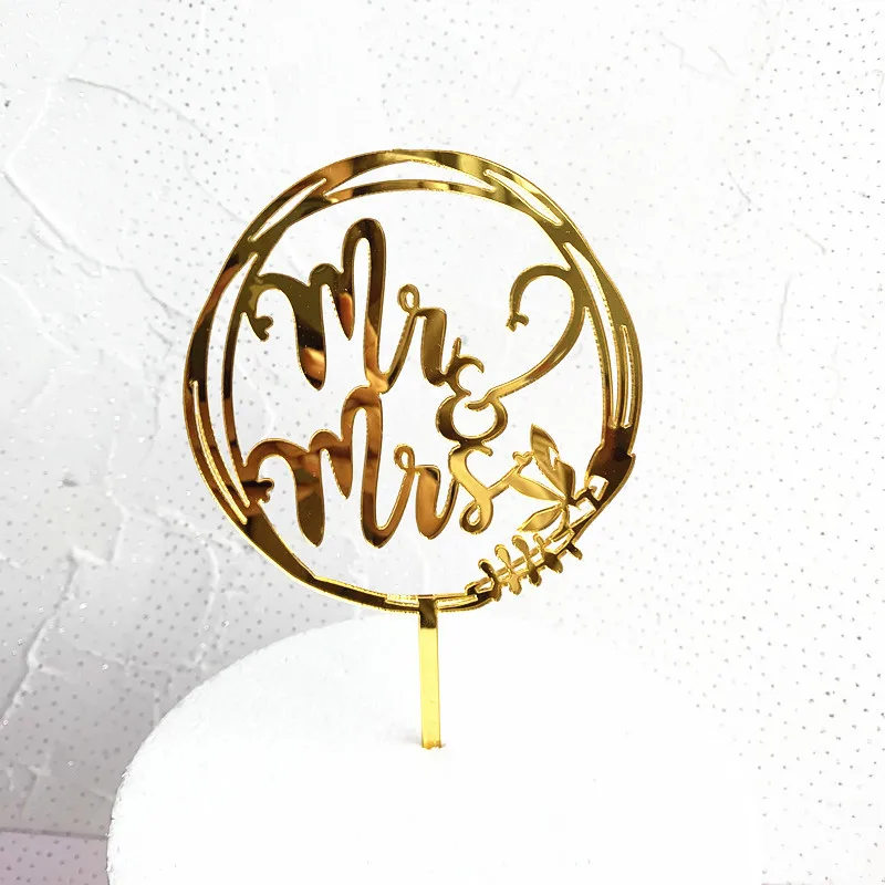 Золотой MR& MRS акриловые буквы Топпер для торта «С Днем Рождения» свадьбы и Помолвки торт украшения взрослых день рождения сувениры - Цвет: MrsMr GD