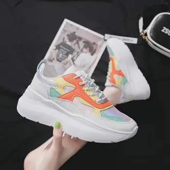 

Women Fashion Sneakers Mesh Breathable Comfortable Running Shoes Women Lace up Non-Slipper Sports Shoes C34-22