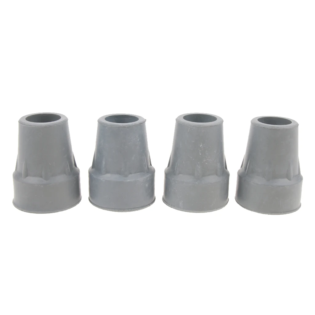 Rubber Cane & Walker Tips - Pack of 4 - Anti Skid Chair Leg Tips Caps, Trekking Pole Tips Protectors