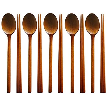 

Handmade Jujube Tree Wooden Korean Dinnerware Combinations Utensil,5 Set of Spoons and Chopsticks