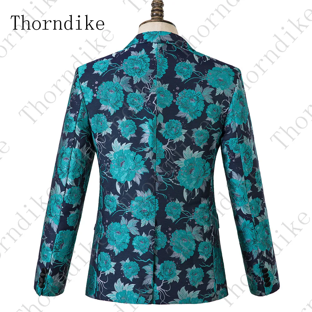 Thorndike куртка+ брюки Новая мода цветочные мужские костюмы приталеные Блейзеры Плюс размер жаккардовые Свадебные деловые мужские фраки строгие платья
