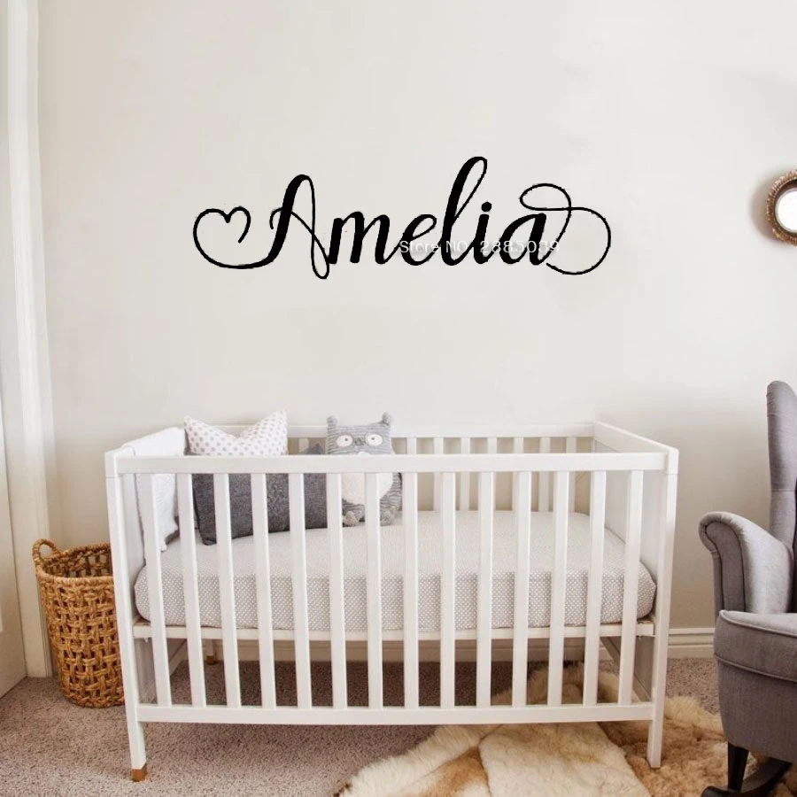 60*20cm Vinyl Lettering Name Decal Simple Custom Name Decals Baby Girl Nursery Wall Stickers Personalised Wallpapers LC1776