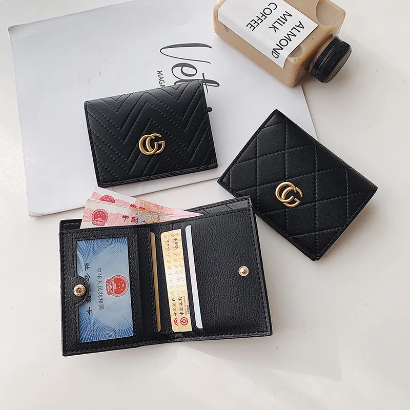 

Women's wallet short fashion ultra thin buckle multi card bag zipper mobile phone bag inspection clip