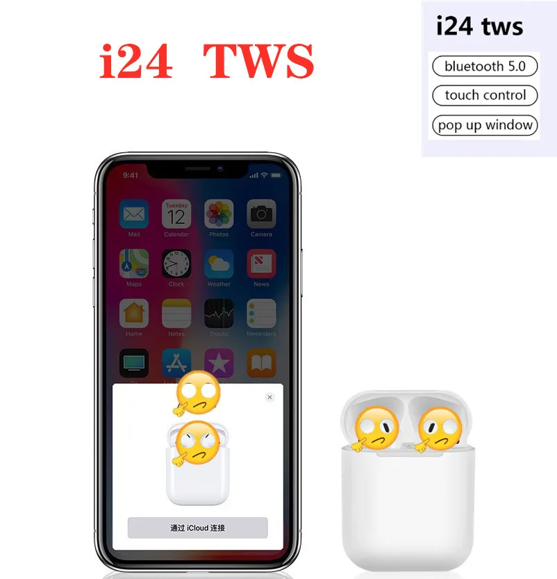 I24 наушники вкладыши TWS с Реплика Pop up Air 2 отдельные использовать Qi Беспроводной