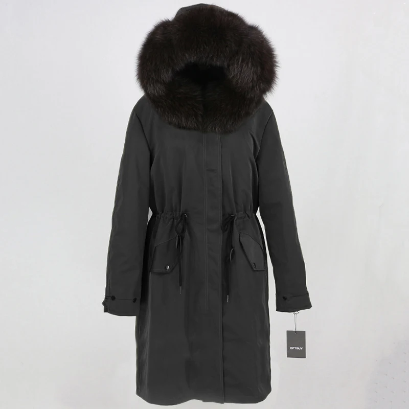 OFTBUY, зимняя женская куртка, пальто с натуральным мехом, длинная водонепроницаемая ткань, Воротник из натурального Лисьего меха, верхняя одежда, Толстая теплая уличная одежда, новинка