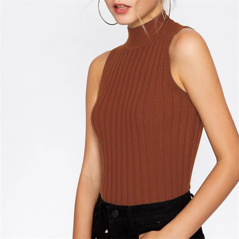 brown high neck tank top