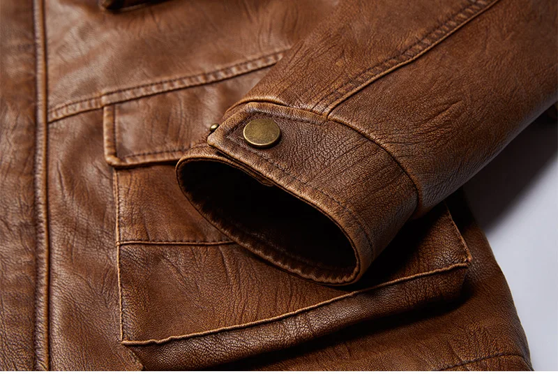 Copyrighted Protection New Style Winter New Style Wish Bags Washing Retro Pu Men's Large Size Leather Coat