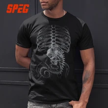 Alien vs майки с хищником Alien Bone Covenant Bone футболка с коротким рукавом эмбрион человека рентгеновский круглый вырез Футболка хлопок размера плюс