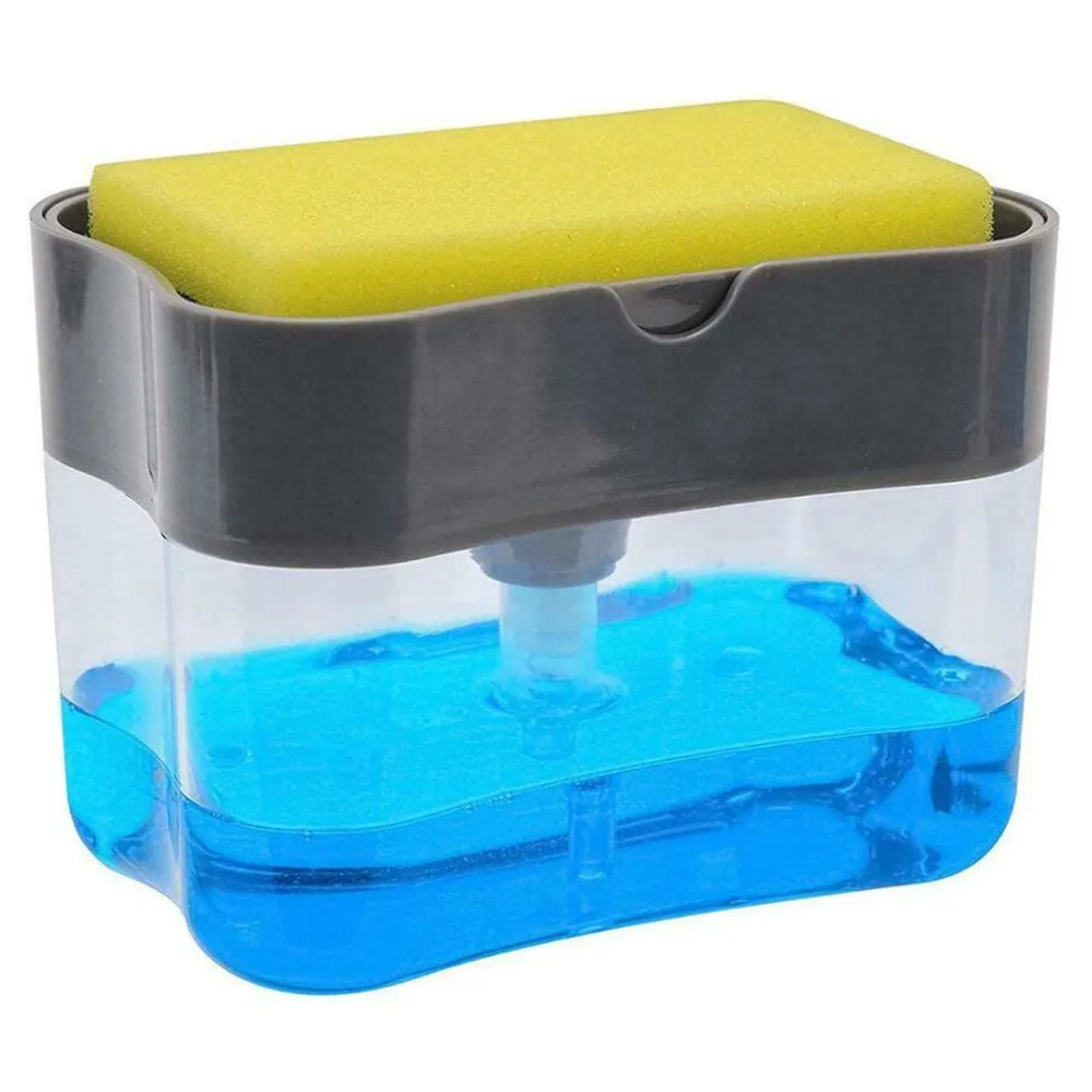 1PCS New 2-in-1 Liquid Soap Dispenser Pump And Sponge Caddy For Dish Soap And Sponge 13 Ounces Home Bathroom Kitchen Accessories - Цвет: A