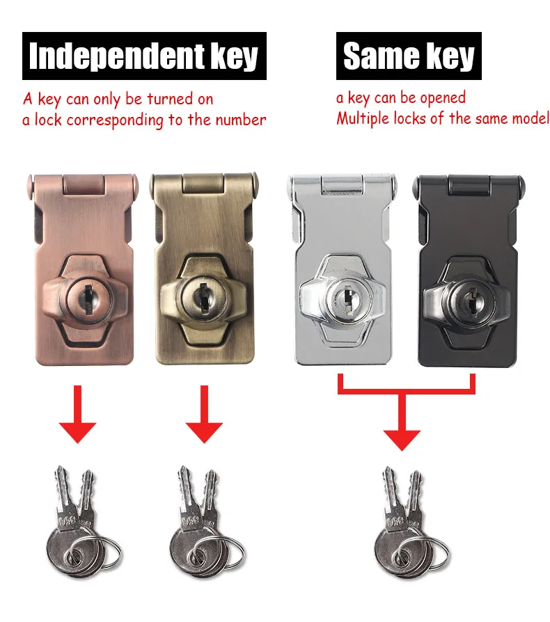 Нержавеющая сталь покрытие самоблокирующийся безопасности Засов штапельного замка шкаф навесной замок двери/Сарай/ворота/ван замок/стол/закрыть с 2 ключами