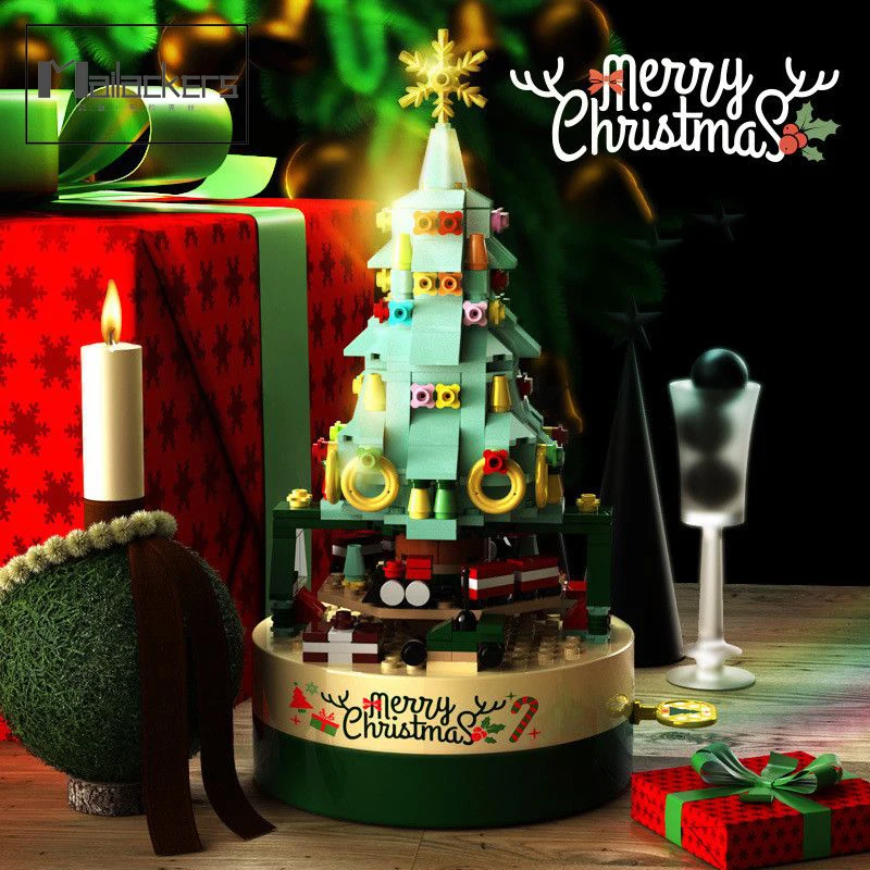 Mailackers Ideas Music Box Series City Street View Christmas Tree Camping Car Animals Figures Building Blocks Xmas Toys For Kids | Игрушки и