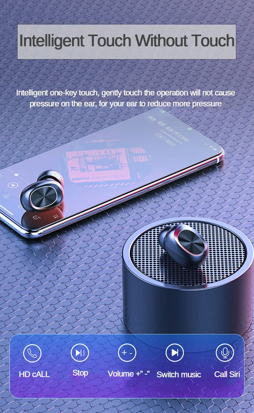B5 TWS Wireless Earphone Bluetooth 5.0 Touch Control Bluetooth Earbuds Stereo Music headphone Gaming Headset 300mAh Power Bank