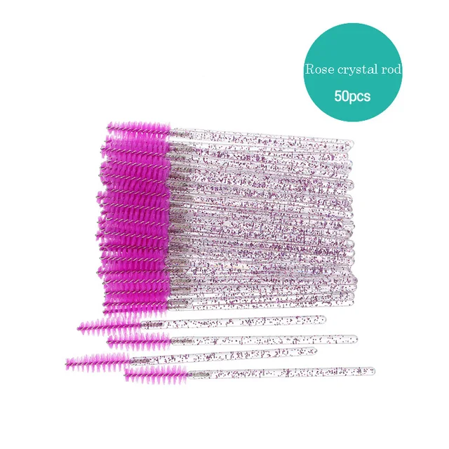 50/100pcs Disposable Eyelash Brush Mascara Wands Crystal Eyebrow Makeup Brush Eyelash Extension Tool Optional Storage Box No Box 50pcs CPurpel
