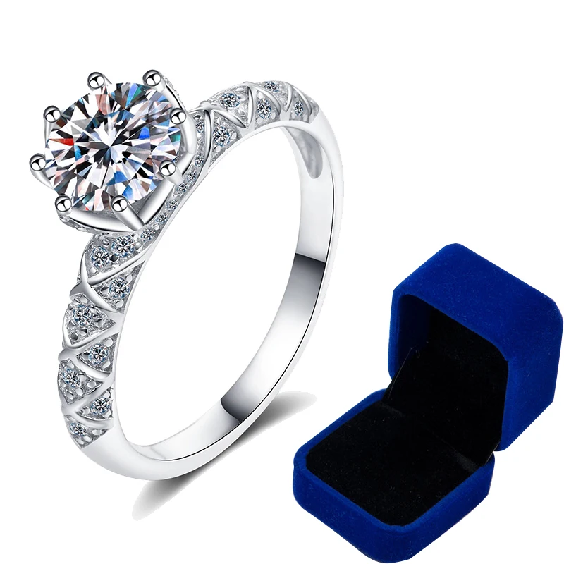 6.5mm Moissanite Crown Engagement Ring 1CT Diamond Floral Euro Shank 8 Prong Sterling Silver Wedding Rings For Women Jewelry - Image 5