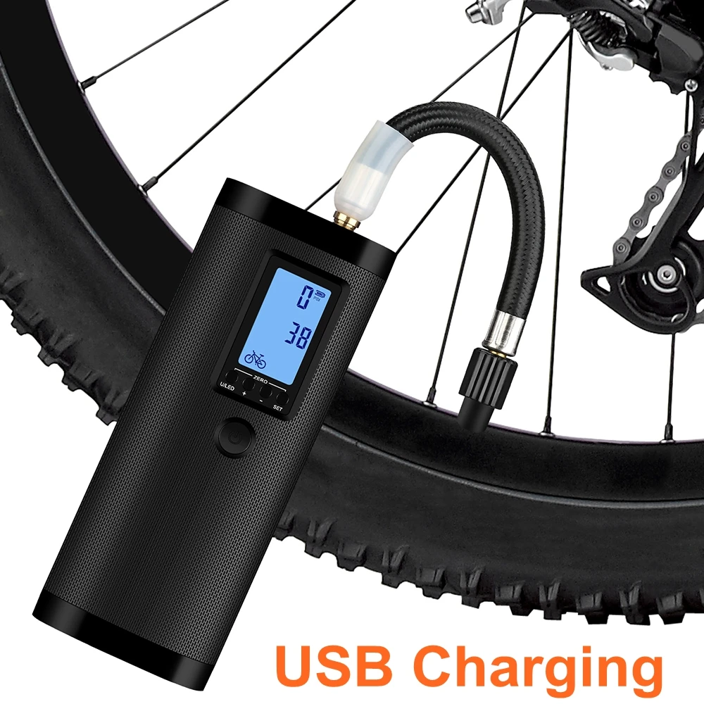 Details about   Tire Inflator car bicycle mini air pump wireless portable LCD USB Rechargeable 