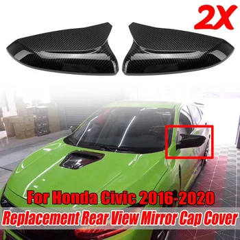 

New 2pcs ABS Car Side Door Wing Rear View Mirror Cover Shell Cap Cover Replacement For Honda For Civic 2016-2020 Mirror Covers